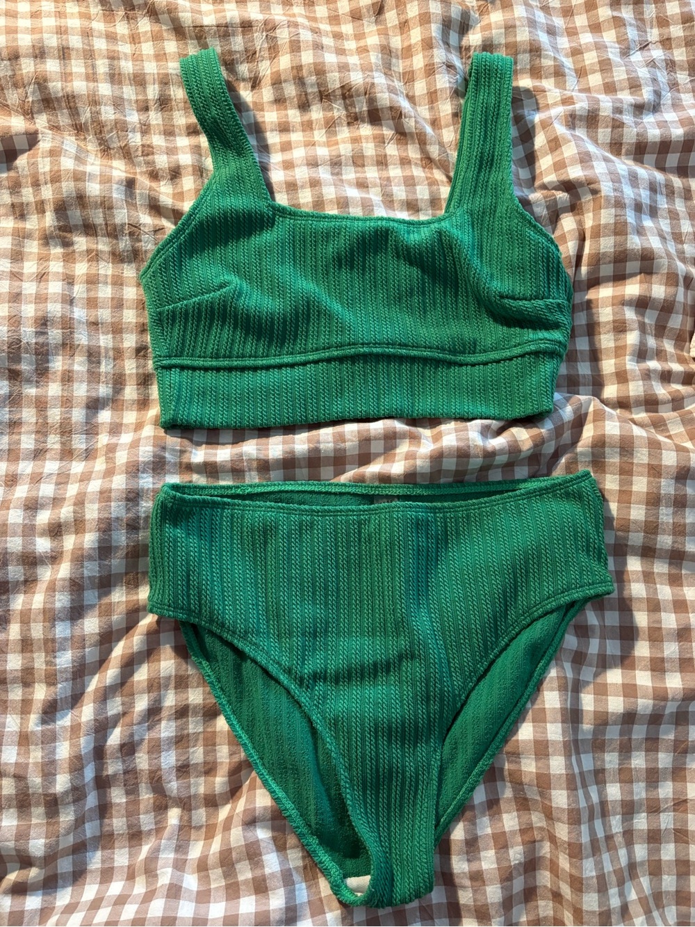 Green Two Piece Swim Suit (Thick Material)